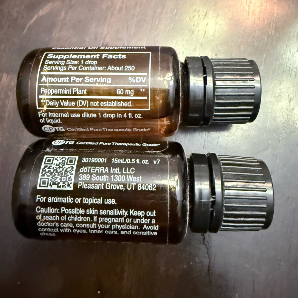 doTERRA TWO (2) Essential Oil Bottles - peppermint 15 ml expired - Picture 4 of 4